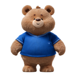 Cute Teddy Bear 3D Icon with Blue Shirt