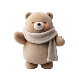 Cute Teddy Bear with Knitted Scarf Icon - Winter Plush