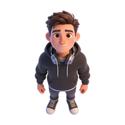 Friendly 3D Teen Boy Character Avatar with Headphones