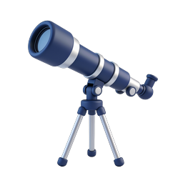 3D Blue Telescope Icon for Astronomy & Science