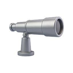 Realistic Silver Telescope Icon for Astronomy Projects