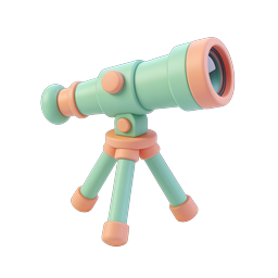 3D Clay Telescope Icon - Astronomy & Science Design