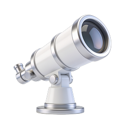 White Telescope Spyglass 3D Icon for Astronomy Apps
