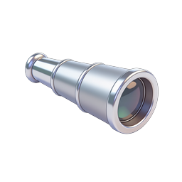 Realistic Telescope Spyglass Icon | 3D Metallic Design