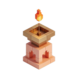 Sacred Temple Flame Isometric 3D Icon
