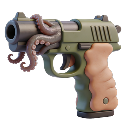 Tentacle Pistol 3D Clay Icon - Creative Weapon Design