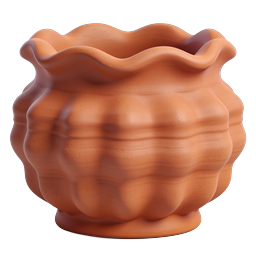 Terracotta Clay Pot 3D Icon | Wavy Ceramic Vessel