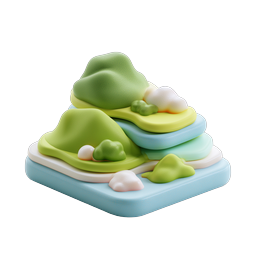 Clay Terrain Topography Map Icon - 3D Layered Landscape