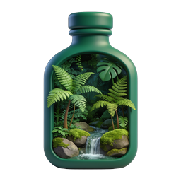 Mini Terrarium Bottle 3D Icon - Tropical Ecosystem