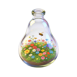 Enchanting Terrarium Flask with Flowers and Bee Icon