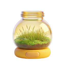 Glas-Terrarium mit Miniaturgarten-Ökosystem