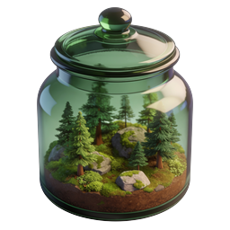 Miniature Forest Terrarium Glass Jar 3D Icon