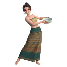 Thai Woman Holding Traditional Water Bowl Icon