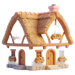 Charming Thatched Clay Cottage 3D Icon