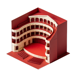3D Theater Auditorium Icon - Opera House Papercraft Style
