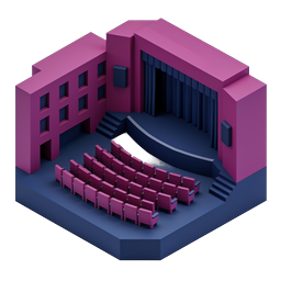 Isometric Theater Auditorium Cinema Icon | 3D Building