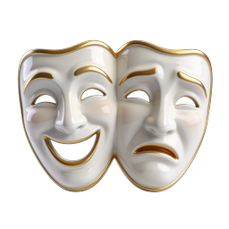 Icône de masques de comédie et de tragédie de théâtre - Symbole du drame