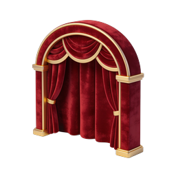Theater Stage Curtain Icon | Red Velvet & Gold