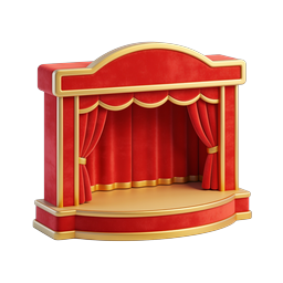 Theater Stage Icon | 3D Red Curtain Performance