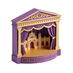 Theater Stage Icon | 3D Purple & Gold Performance Design