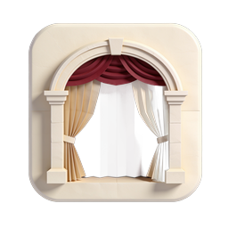 Theater Stage Icon - 3D Curtain & Archway Design
