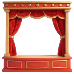 Theater Stage Icon | Classic Red Curtain Performance Stage