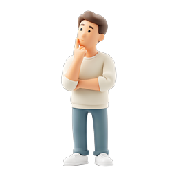 Thinking Man 3D Character Icon | Contemplative Pose