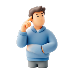 Thinking Man 3D Character Icon - Contemplation Illustration