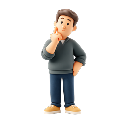 Thinking Man 3D Icon | Contemplative Character Illustration