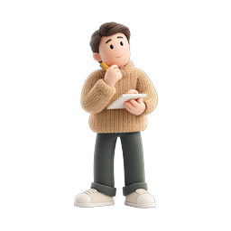 Thinking Man 3D Icon | Creative Cartoon Character