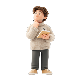 Icono 3D Personaje de escritor pensativo | Persona creativa