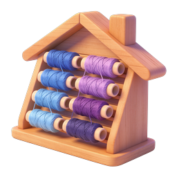 Wooden House Thread Spool Organizer 3D Render Icon