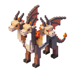 Three-Headed Dragon Voxel 3D Icon | Fantasy Creature