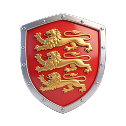 Three Golden Lions Heraldic Shield Icon - Royal Coat of Arms