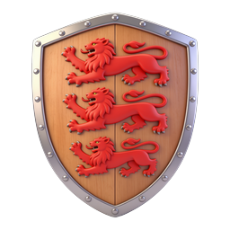 Three Lions Heraldic Shield Icon - Medieval Coat of Arms