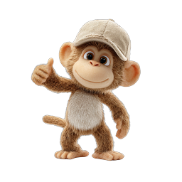 Cute 3D Cartoon Monkey Thumbs Up Icon