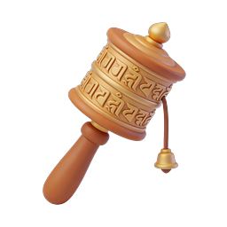 Tibetan Prayer Wheel 3D Icon - Sacred Buddhist Symbol