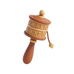 Tibetan Prayer Wheel 3D Icon - Buddhist Spiritual Symbol