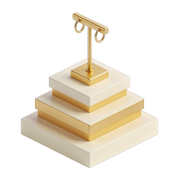Ícone de pódio de premiação dourado em camadas - 3D Isometric