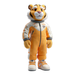 Cute Tiger Astronaut 3D Character Icon