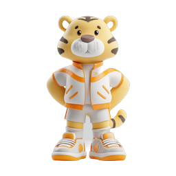Tiger Athlete Sports Mascot 3D Character Icon