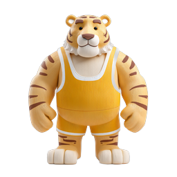 Tiger Athlete Mascot Icon - 3D Clay Style Sports Character