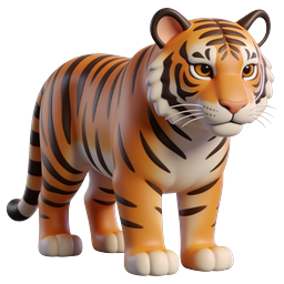 Adorable 3D Tiger Cub Icon - Cute Wildlife Animal