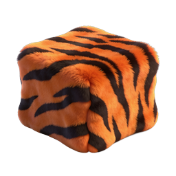 Tiger Fur Cube 3D Icon - Realistic Textured Wildlife Design