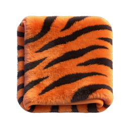 Tiger Fur Cube 3D Icon - Soft Striped Wildlife Texture
