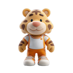 Cute Tiger Cub Athlete Sports Mascot 3D Character Icon