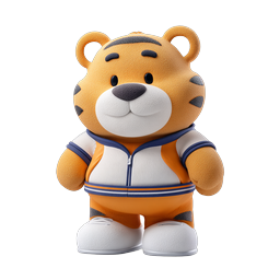 Cute 3D Tiger Mascot Character in Sports Jacket Icon