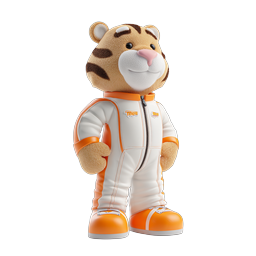 Cute Tiger Mascot in Racing Suit 3D Character Icon