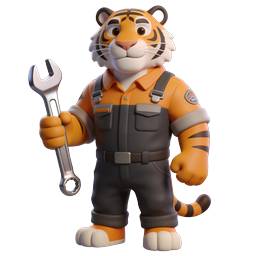 Playful Tiger Mechanic Icon for Automotive Themes