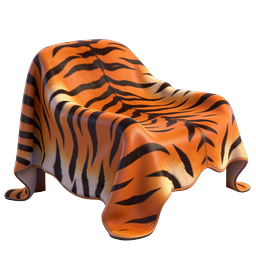 Tiger Print Blanket on Modern Sofa - 3D Furniture Icon